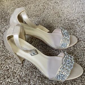 Champagne rhinestone heels